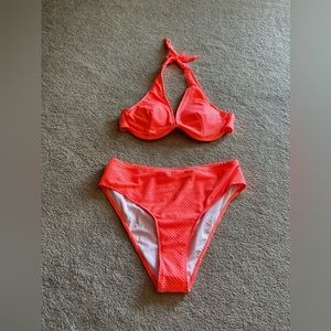 Coral/peach colored bikini (Shein)